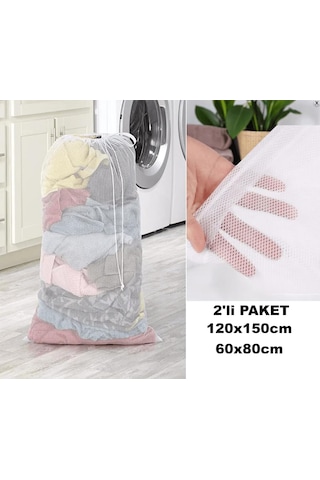 Aksu Çamaşır Yıkama Filesi 2&apos Li Fırsat Paketi 60x80cm Ve 120x150cm Beyaz