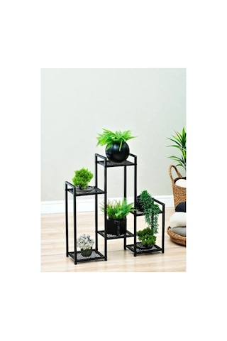 Dekoratif Metal 6 Raflı Saksılık, Katlı Dikey Saksı Standı Bahçe Ve Balkon İçin 1