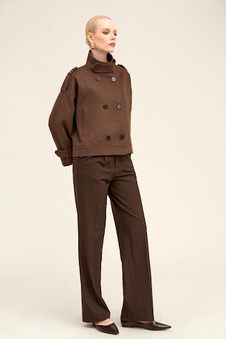 Hatemoğlu Kahverengi Regular Fit Hakim Yaka Kaşe Oversize Mont 2962287 Kahverengi