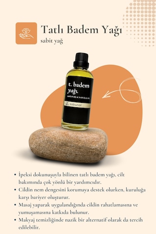 Sabunal Tatlı Badem Yağı 100 ML Cilt Ve Saç UyuMLu Nemlendirici Yağ