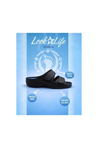Look Life Kadın Siyah Jelly Cool Halluks Valgus Ortopedik Terlik - Anneler Günü Hediyesi