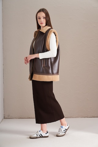 Kürklü Yelek Kahve Kahve