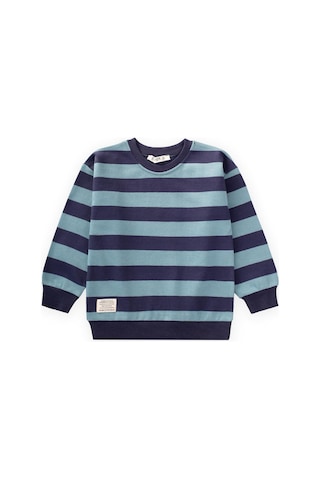 Cigit Çizgili Triko Sweatshırt 2-12 Yaş Mint Lacivert Mint Lacivert