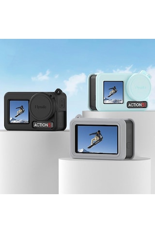 Djı Osmo Action 3/4/5 Pro Flymile Silikon Kapak Spor Kamera Lens Damla Kılıfları İçin Gri