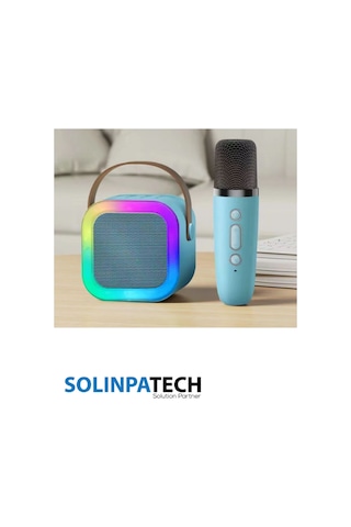 Çift Karaoke Mikrofonlu Kablosuz Bluetooth Rgb Led Işıklı 5 Ses Efektli Stereo Ses Usb/sd Hoparlör