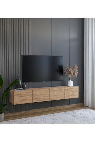 Duvara Monte Modern Minimalist MDF 160 Cm Ahşap TV Ünitesi