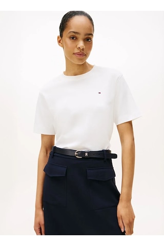 Tommy Hilfiger Modern Interlock Boxy Ss Tee Kadın Beyaz T-shirt - Ww0ww47458