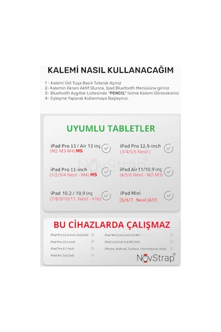 Novstrap Apple Uyumlu iPad Air 11 2025 M2 M3 İle Dokunmatik Tablet Kalemi Avuç İçi Reddi Pencil C10a Manyetik Şarjlı Kısayol Tuşlu Bluetooth Stylus