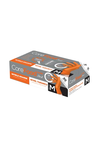 Nitril Turuncu Power Pudrasız Muayene Eldiveni M - 1 Koli-20 Paket-1000'li