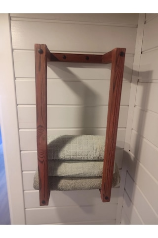 Masif Ahşap Eskitme Boyalı Banyo Havlu Askısı 2 Li Set Bronz