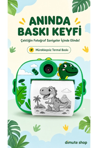 Dimute Shop CMR90 Çocuklar İçin Anında Baskılı 1080p Çift Kameralı Mini Dijital Kamera
