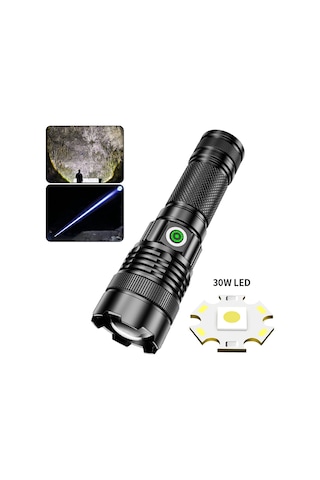Wezone Usb Şarjlı Led Fener, 1200 Lumen, 1000m Uzaklık, 4 Işık Modu, Su Geçirmez, Zoom Özelliği, Kamp/hiking/acil Durumlar İçin Alüminyum Gövde A56 Siyah