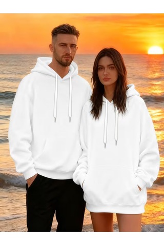 Nevermind Merry Christmas Sevgili Kombini Hoodie Unisex Oversize Kapüşonl Beyaz