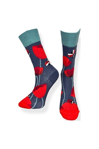 5'li Unısex Çiçek Temalı Karışık Desenli Esnek Nem Alabilen Pamuklu Spor Soket Çoraplar Çok Renkli