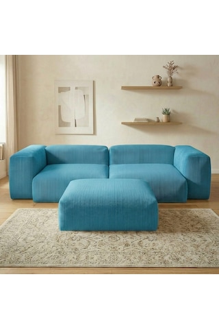 Relax Köşe Koltuk Takımı Sünger Koltuk Kanepe Divan İndigo