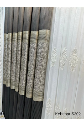 Nivemeshome Kehribar Ft614162 Antrasit V-5302 Pano Fon Perde 1/3 Sık Pileli Perde Apm Antrasit