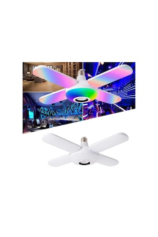 RGB Led Yapraklı Bluetooth Renkli Müzik Lambası Katlanır Ampül Ku