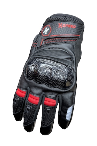 Xspeed Valka Carbon Korumalı Yazlık Motorsiklet Eldiveni Kırmızı