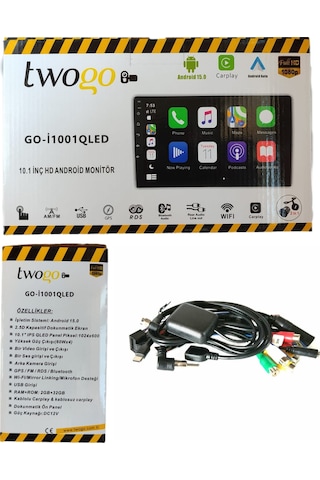 Twogo Go-i1001qled 10.1 İnç Android 15.0 Multimedya 2gb-32gb Carplay İnce Kasa Hd Monitör 4 60w 10.1"