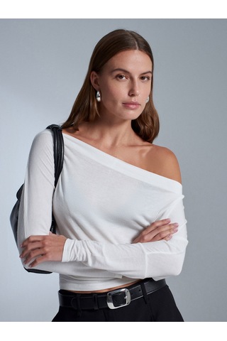 Dilvin 32312 Yün Karışımlı Tek Omuz Top-ekru Ekru