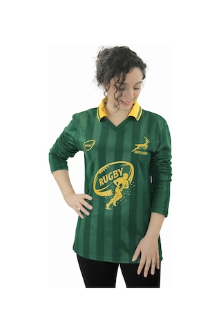 Urbantrendstore Rugby Tasarımlı Günlük Rahat Kullanım Casual Tişört Yeşil Uzun Kol