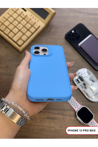 Apple iPhone 13 Pro Max Uyumlu Kamera Korumalı Darbeye Dayanıklı Renk Atmayan Keep Silikon Kılıf Mavi