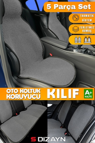 S-dizayn Oto Koltuk Koruyucu Kılıf Set Füme Universal 2+3 Parça Ön Arka