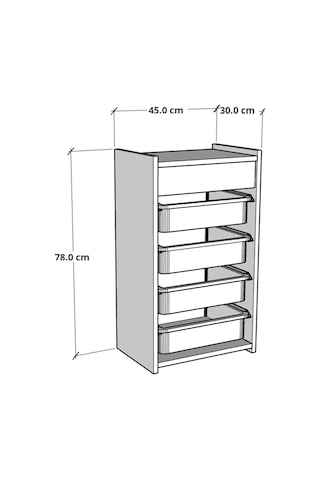 4 Sepetli Oyuncak Dolabı Çok Amaçlı Dolap Beyaz - Beyaz
