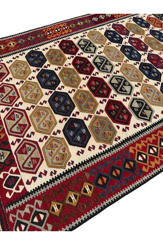El Dokuma Sıfır Van Kilimi 125x230 Renkli Kök Boya Yolluk Kilim