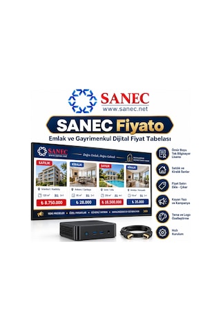 Sanec Emlak & Gayrimenkul Tabelası 32" Hdmı Ekranlı Dijital Tabelası Sistemi
