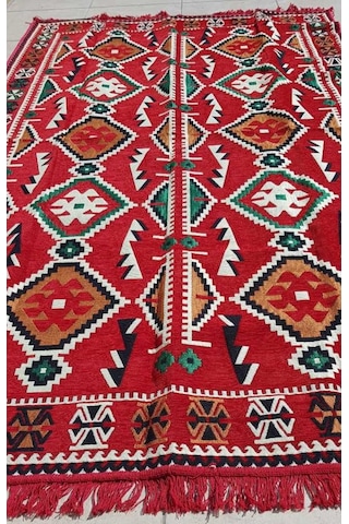 Coton Şark Köşesi Antep Anadolu Desenli Kilim Kırmızı 200 x 300 CM