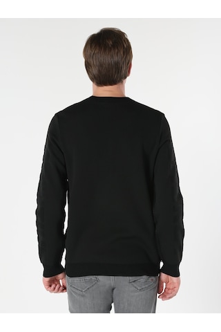 Colin's Regular Fit Bisiklet Yaka Yazı Baskılı Siyah Erkek Kazak CL1062328_Q1.V1_BLK