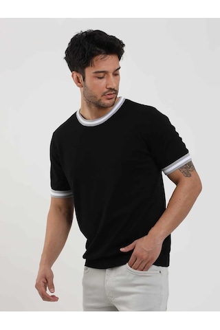 Dufy Siyah Erkek Slim Fit Düz O Yaka Kazak - 104656-siyah Siyah