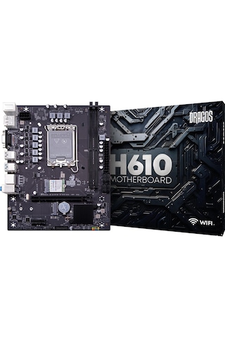Dragos Pro H610m-e M.2 Sata Wı-fı+bt Ddr4 3200mhz Usb 3.2 Hdmi Dp Vga Ses G.lan 1700p Anakart