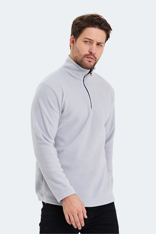 Slazenger Sanne In Erkek Dik Yaka Fermuarlı Gri Polar Gri