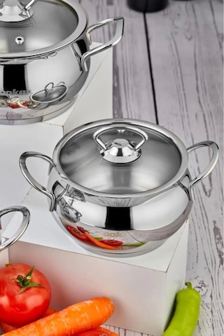 Cooker Ckr3336 Lara Çelik Güveç Tencere Seti 3 Lü 12-14-16 Cm