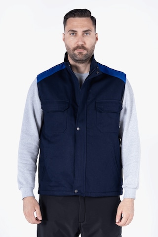 Dik Yakalı Kapitoneli Yelek Lacivert - Saks Mavi