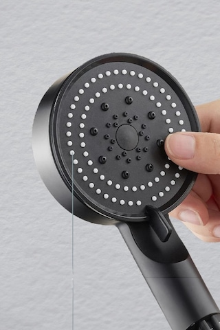 Thentech Kolay Takılabilir Uyumlu 5 Kademeli Siyah Duş Başlığı Ayarlanabilir