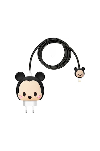 İphone Uyumlu Micky Fare Temalı Şarj Başlığı Koruyucu Ve Kablo Koruyucu Set İthalatçı Garantili 4 Ay