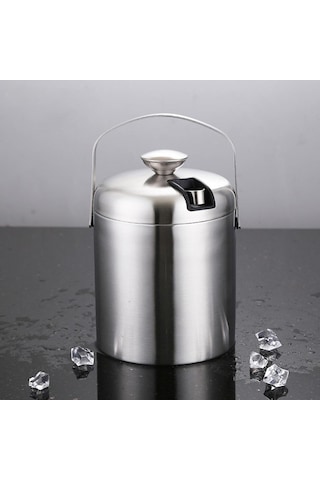 Homyl 1,3 L Buz Kovası + Maşa Ve Kapak Yalıtımlı Çift Gümüş