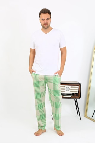 Akbeniz Erkek Ekoseli Desen Penye Tek Alt Pijama 27540 Yeşil