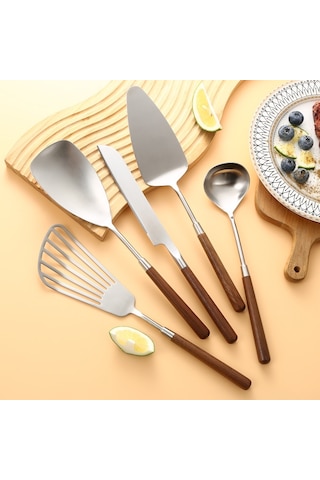 Sones 304 Paslanmaz Çelik Ceviz Saplı Pişirme Aletleri Ev Restoran Mutfak Aletleri, Stil: Pasta Spatulası