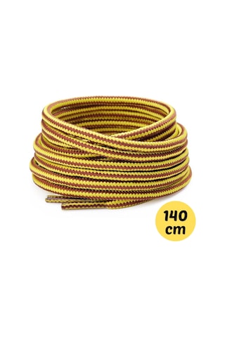 Neystore 140 Cm Koyu Kahve+ Sarı Renkli Extra Kalın, Fitilli Bot Bağcığı