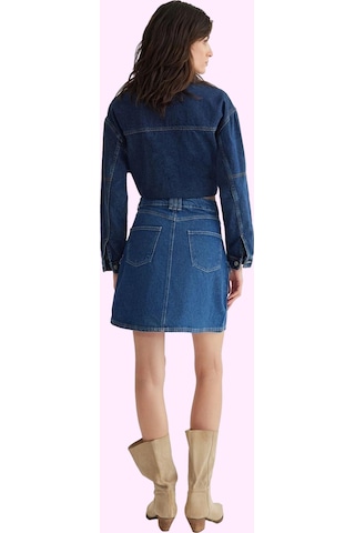 Frm Kadın Pamuklu Denim Kargo Cepli Mini Etek Rahat Günlük Stil Hafta Mavi