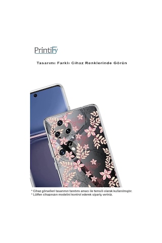 Realme C55 Uyumlu Kamera Korumalı Floral Kırmızı Tasarımlı Şeffaf Silikon Kılıf