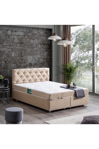 Setaymobilya Baza, Vita Çift Kişilik Bej Baza + Başlık + Comfort Yatak
