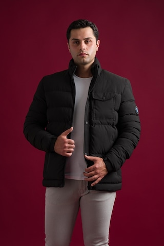 Slimfit Çıtçıt Ve Fermuar Kapamalı Dik Yaka Kolları Lastikli Astarlı Yan Cepli Erkek Kısa Mont 001