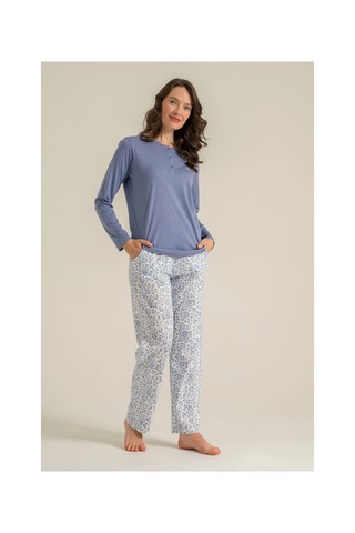 Veraura Lifestyle Pierre Cardin Pc9270-s Kadın Uzun Kollu Pijama Takımı mavi
