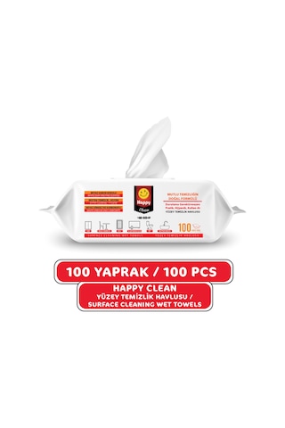 Happy Beyaz Sabun Kokulu Sirke ve Karbonatlı Yüzey Temizleme Havlusu 100'lü