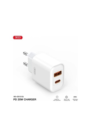 Özel Seri Teknoloji Elektronik Seyahat Başlığı Ce12 Eu 20w Qc Pd Fast Hızlı Type-c Şarj Aleti
